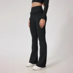 Ruffled Top High-Waist Flared Workout Pants