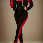 Red & Black Printed Hoodie Set