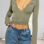 Women’s V-Neck Long Sleeve Fitness Top