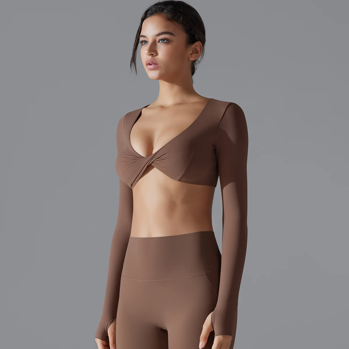 kf-S650a2225cc6d4e669323b0cc9d645df2A Long-Sleeve High-Impact Sports Bra - Image 1