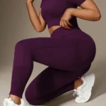 Plus-Size Ribbed Crop Top & High-Waist Leggings Set