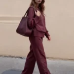 Merlot Sweatshirt & Wide-Leg Pants